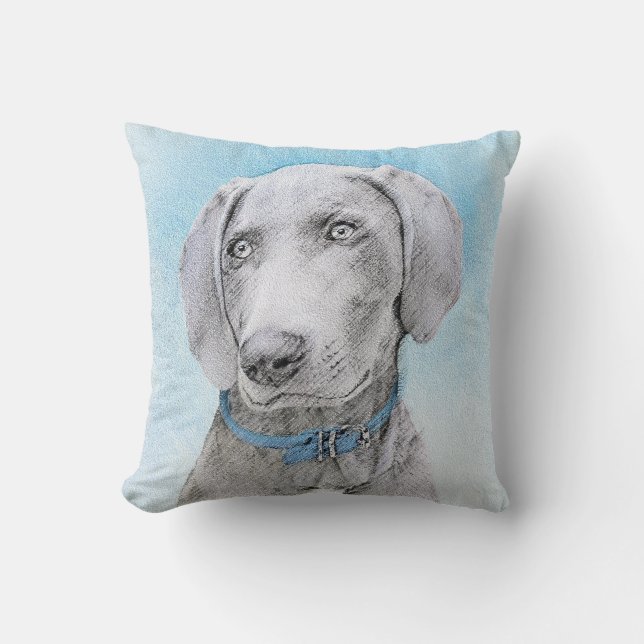 Weimaraner-målning - Cute Original Hund Art Kudde (Framsida)