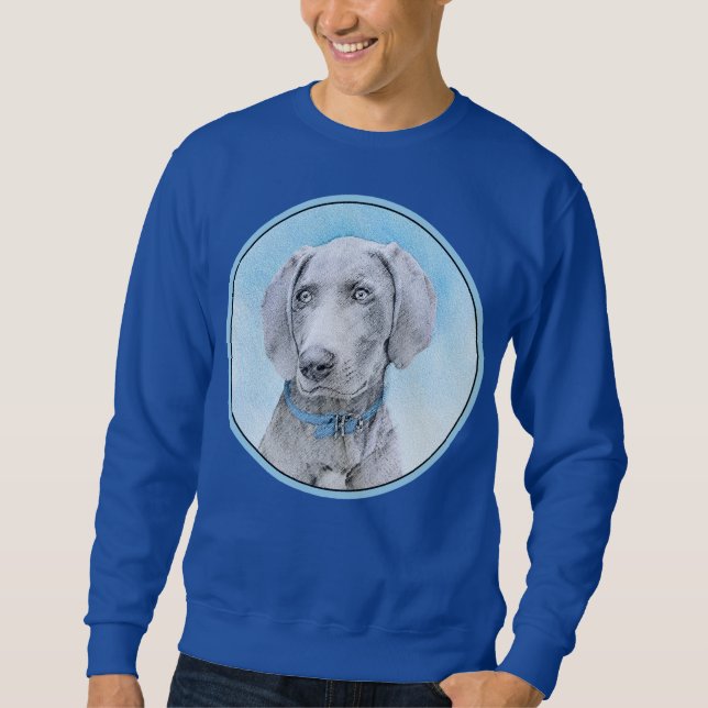 Weimaraner-målning - Cute Original Hund Art Lång Ärmad Tröja (Framsida)