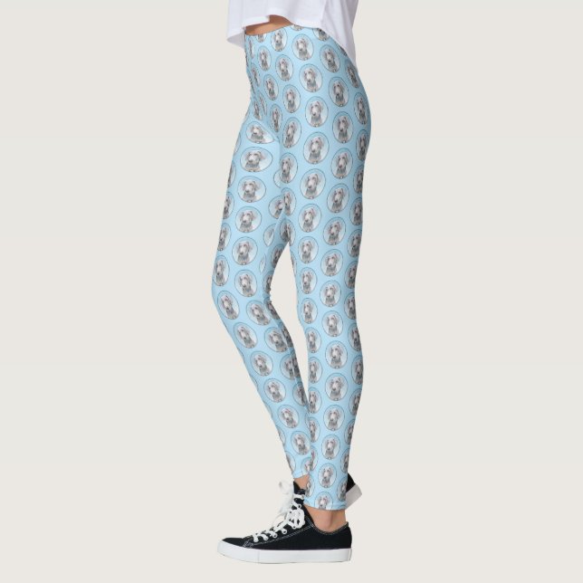 Weimaraner-målning - Cute Original Hund Art Leggings (Vänster)