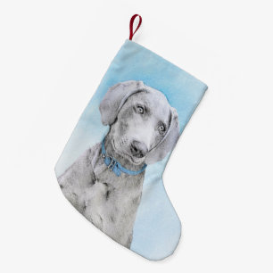 Weimaraner-målning - Cute Original Hund Art Liten Julstrumpa
