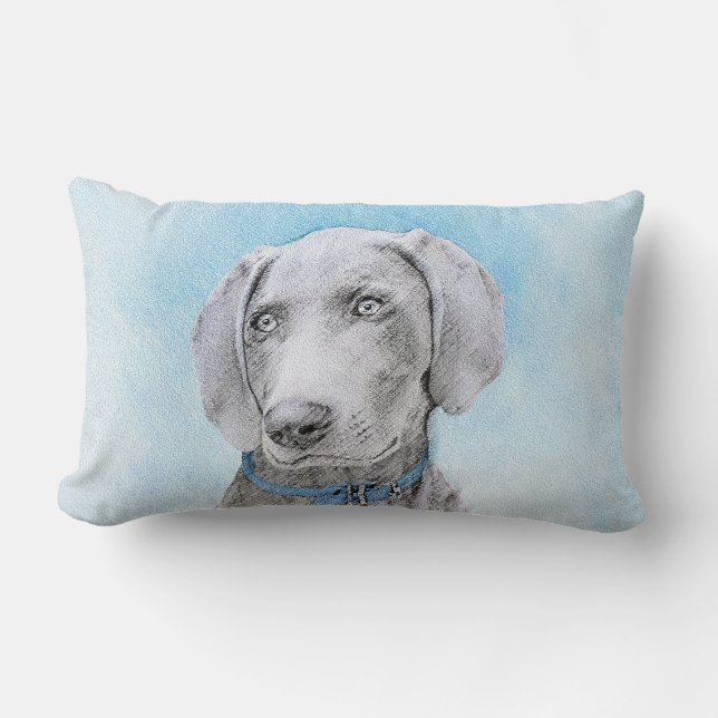 Weimaraner-målning - Cute Original Hund Art Lumbarkudde (Framsida)