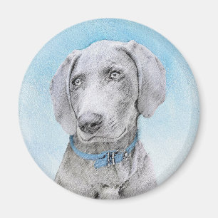 Weimaraner-målning - Cute Original Hund Art Magnet