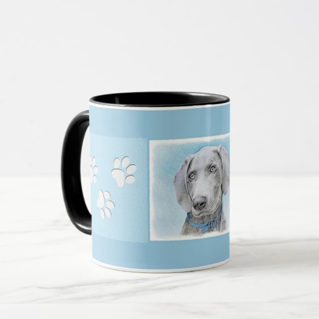 Weimaraner-målning - Cute Original Hund Art Mugg (Framsida vänster)