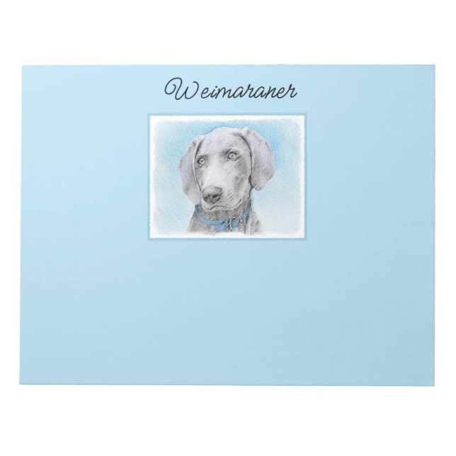 Weimaraner-målning - Cute Original Hund Art Notepa Anteckningsblock (Framsida)