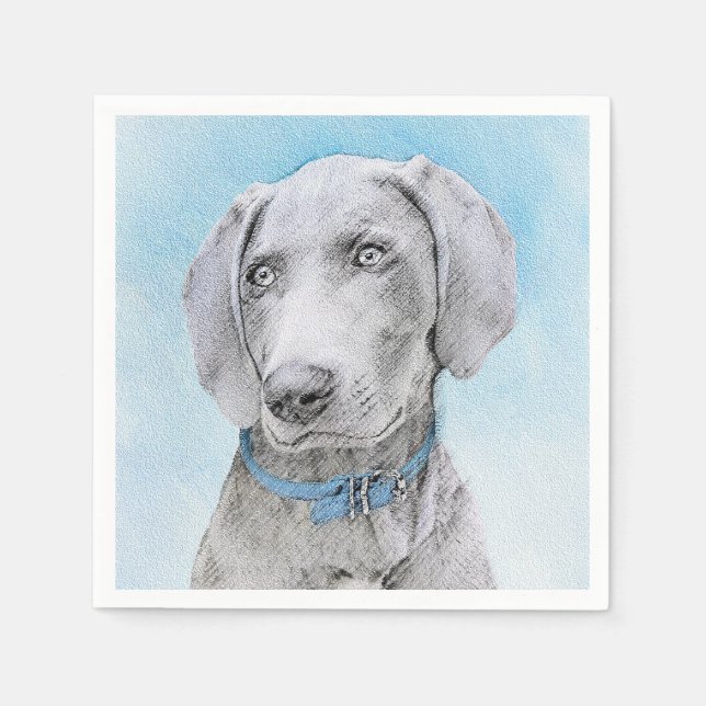 Weimaraner-målning - Cute Original Hund Art Pappersservett (Framsidan)