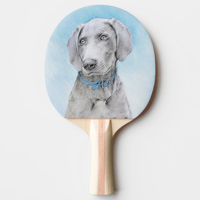 Weimaraner-målning - Cute Original Hund Art Pingisracket (Framsidan)