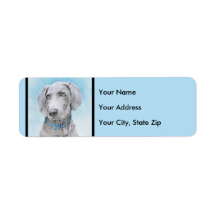 Weimaraner-målning - Cute Original Hund Art Returadress Etikett