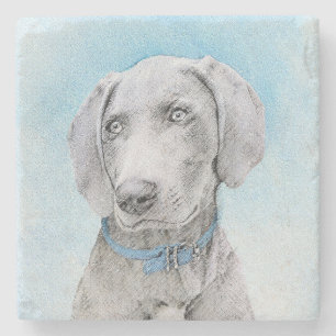Weimaraner-målning - Cute Original Hund Art Stenunderlägg