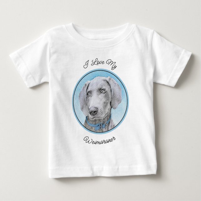Weimaraner-målning - Cute Original Hund Art T Shirt (Framsida)