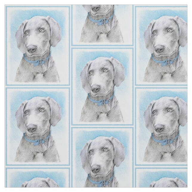 Weimaraner-målning - Cute Original Hund Art Tyg (Provkarta)