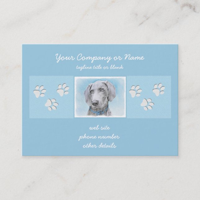 Weimaraner-målning - Cute Original Hund Art Visitkort (Framsida)