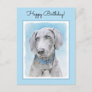 Weimaraner-målning - Cute Original Hund Art Vykort