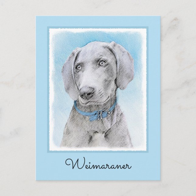 Weimaraner-målning - Cute Original Hund Art Vykort (Framsida)