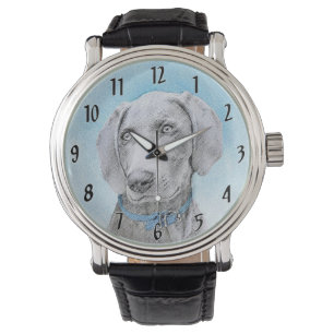 Weimaraner-målning - Söt originell hundkonst Armbandsur