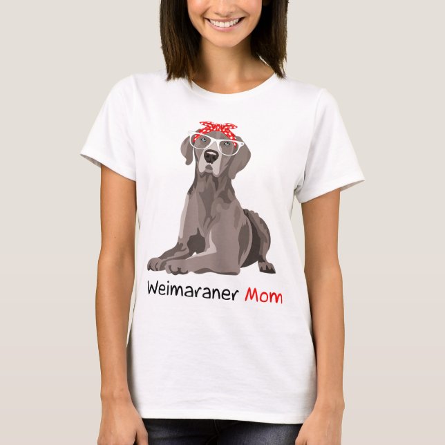 Weimaraner Mamma Bandana Womens Weimaraner Hund T Shirt (Framsida)
