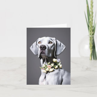 Weimaraner med Blank Notecard med blommor Anteckningskort