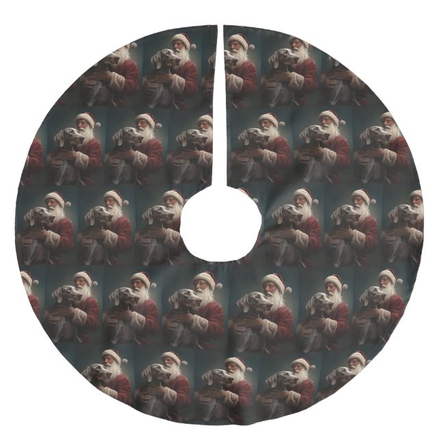 Weimaraner med Jultomten i julafton Julgransmatta Borstad Polyester (Framsidan)