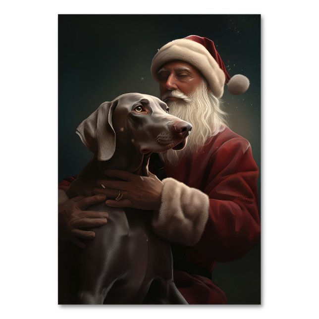 Weimaraner med tomte festlig jul bordsnummer (Framsidan)
