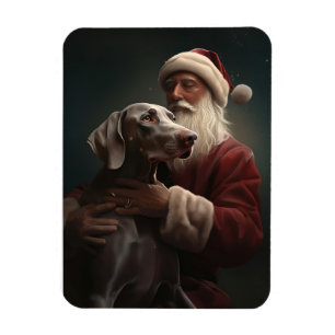 Weimaraner med tomte festlig jul magnet