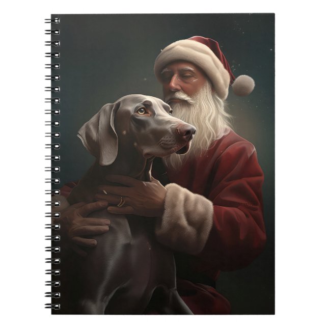 Weimaraner med Tomte Julfirande Jul Anteckningsbok (Framsidan)