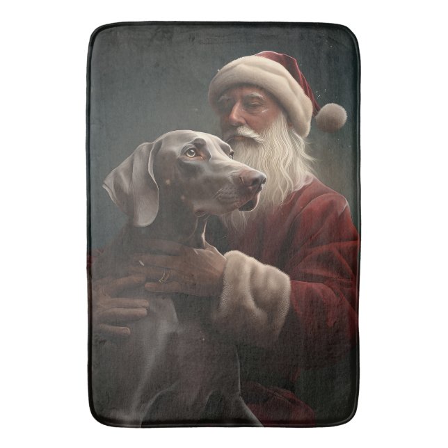 Weimaraner med Tomte Julfirande Jul Badrumsmatta (Framsidan (Vertikal))