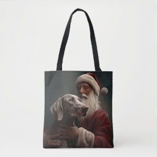 Weimaraner med Tomte Julfirande Jul Tygkasse