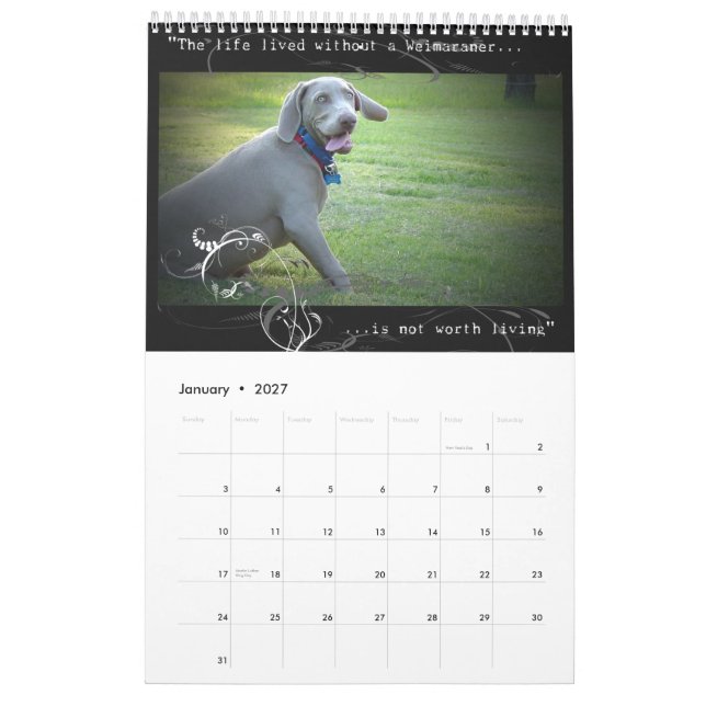 Weimaraner nation: Quotationkalender Kalender (Jan 2027)