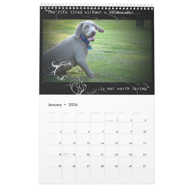 Weimaraner nation: Quotationkalender Kalender (Jan 2026)
