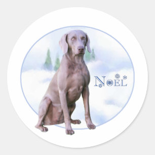 Weimaraner Noel - Sticker Runt Klistermärke