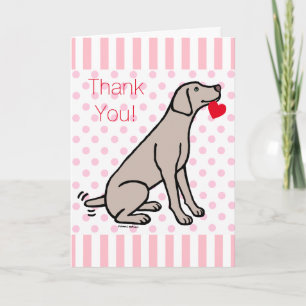 Weimaraner och hjärta tack kort