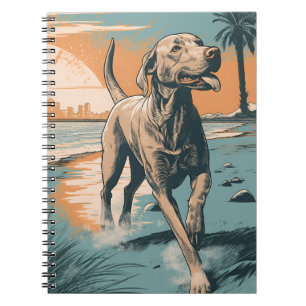 Weimaraner på stranden anteckningsbok