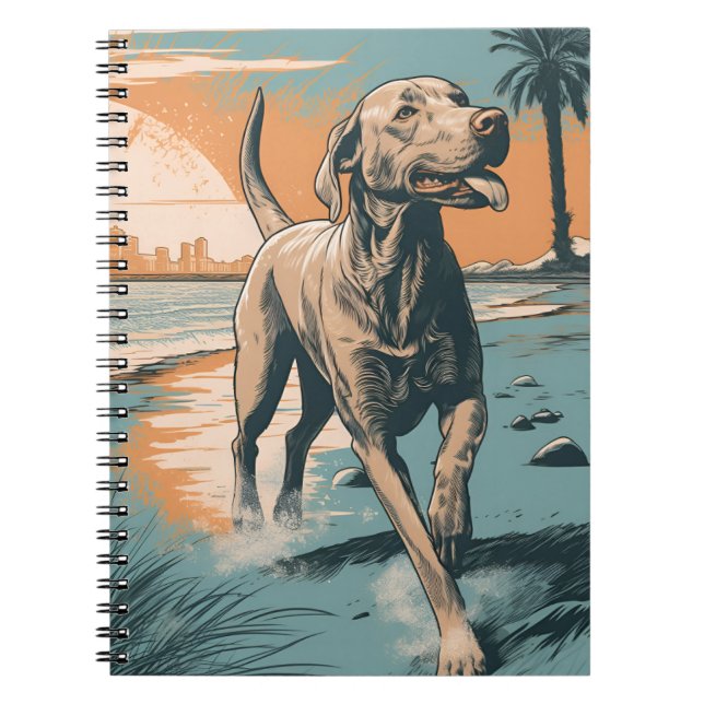 Weimaraner på stranden anteckningsbok (Framsidan)