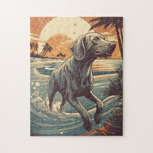 Weimaraner på stranden pussel