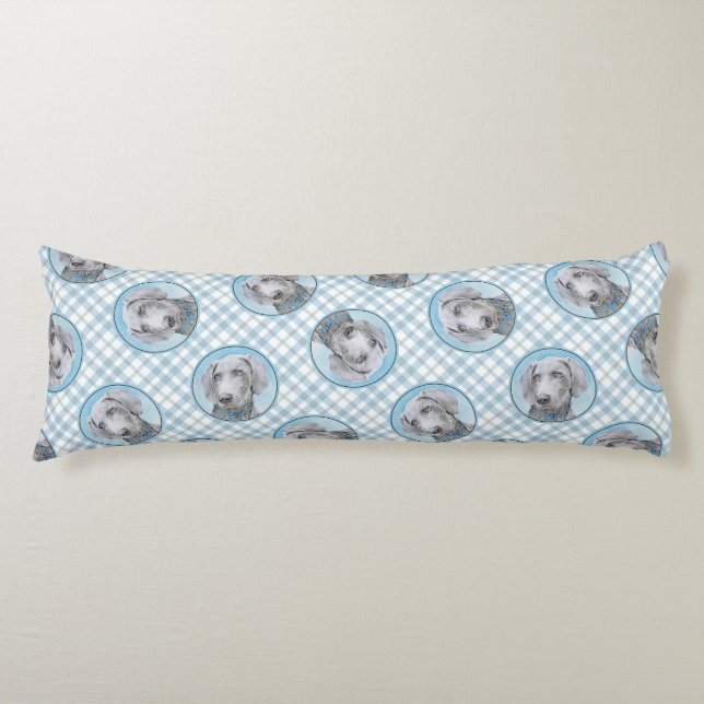 Weimaraner Painting Grått Silver Original Hund Art Kroppskudde (Framsidan)