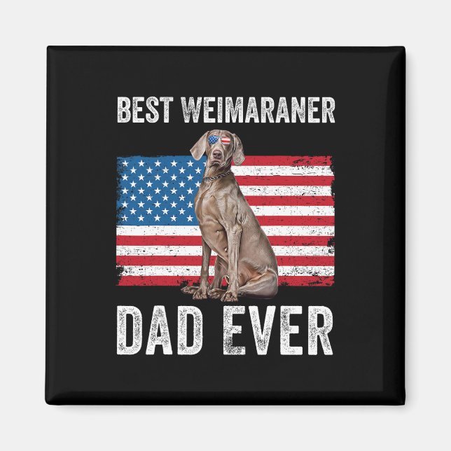 Weimaraner Pappa American Flagga Hund älskare Owne Magnet (Framsidan)