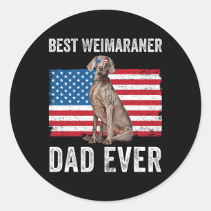 Weimaraner Pappa American Flagga Hund älskare Owne Runt Klistermärke