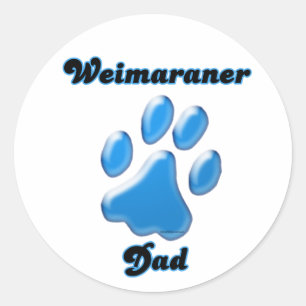 Weimaraner Pappa blue Pawprint Sticker Runt Klistermärke