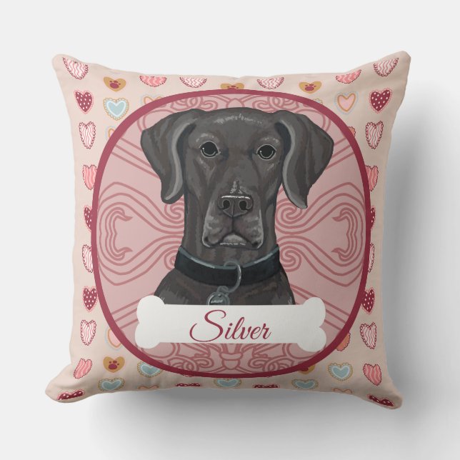 Weimaraner Personalize Valentine Pillow Kudde (Framsida)