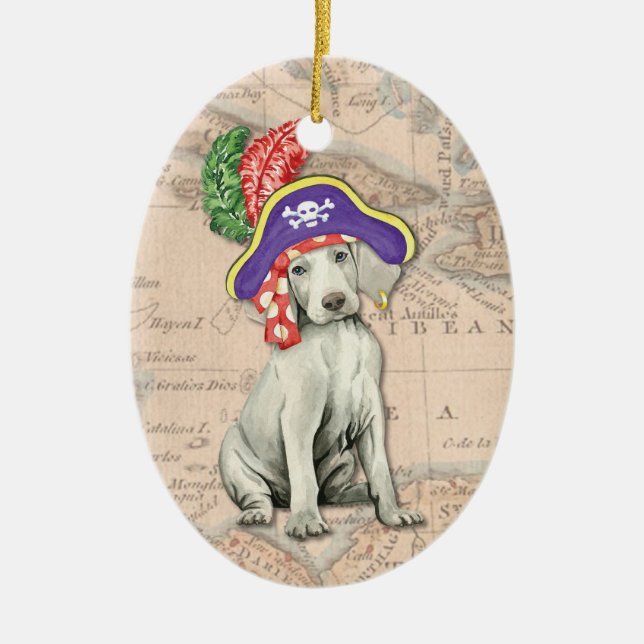 Weimaraner Pirat Julgransprydnad Keramik (Framsidan)