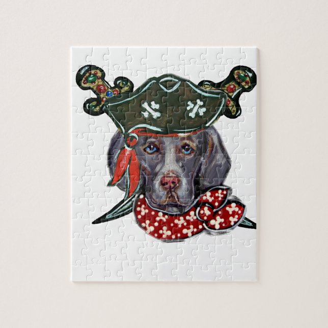 Weimaraner Pirat Pussel (Vertikal)