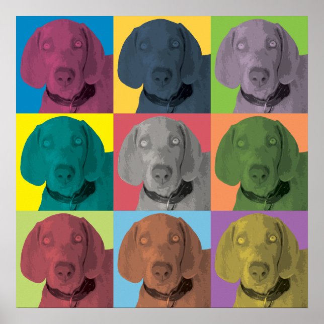 Weimaraner Pop-Art Ornament Poster (Framsidan)