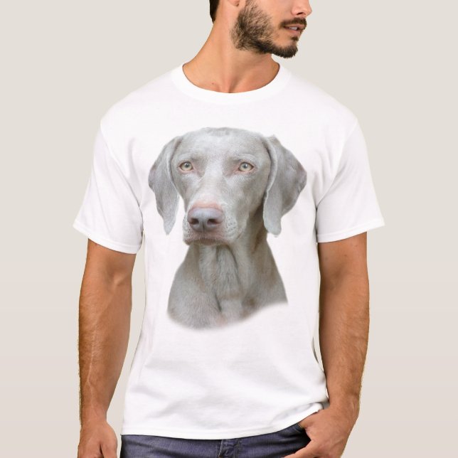Weimaraner Porträtt Tee Shirt (Framsida)