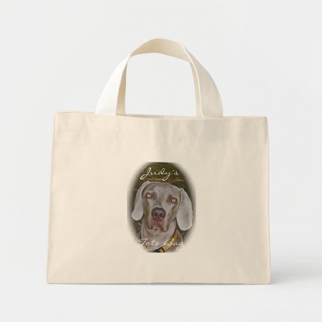 Weimaraner Porträtt Tote Bag för anpassning Mini Tygkasse (Framsidan)