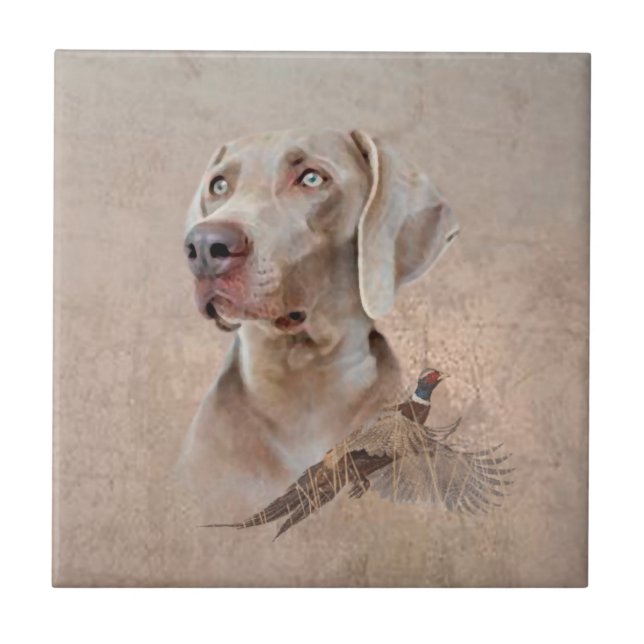 Weimaraner Poster Kanvastryck Tapestry Acrylic Pr Kakelplatta (Framsidan)