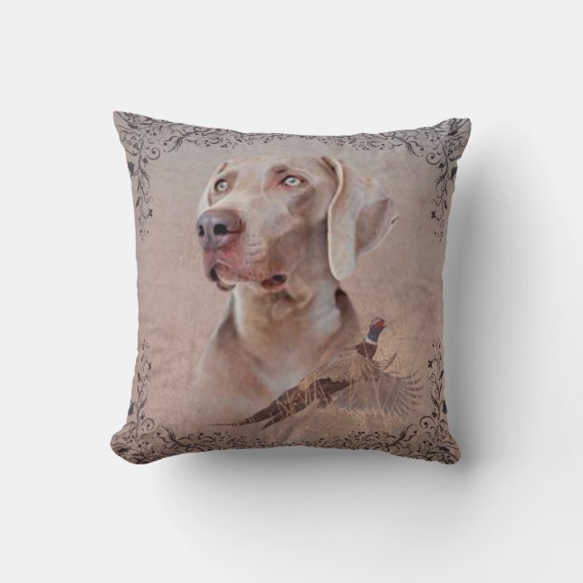 Weimaraner Poster Kanvastryck Tapestry Acrylic Pr Kudde (Framsida)