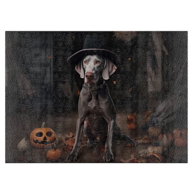 Weimaraner Pumpa Halloween Skräckinjagande (Framsidan)