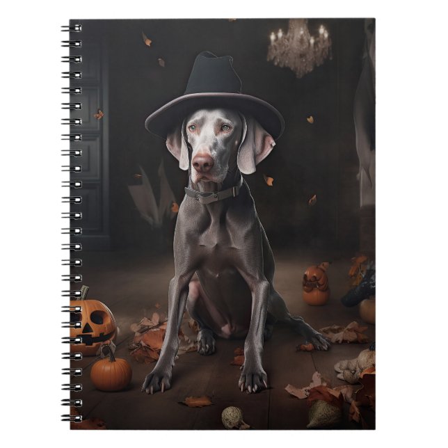 Weimaraner Pumpor Halloween Skräckinjagande Anteckningsbok (Framsidan)