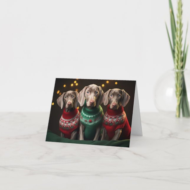 Weimaraner Puppies-julkort Kort (Framsida)