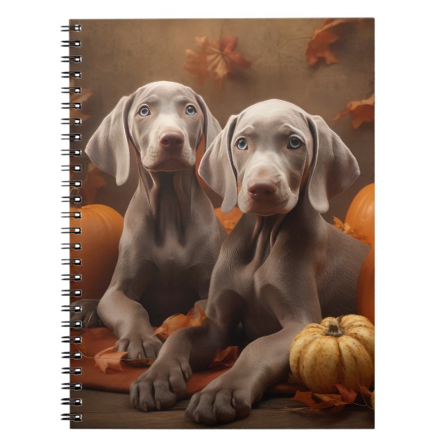 Weimaraner Puppy Autumn Delight Pumpkin Anteckningsbok (Framsidan)