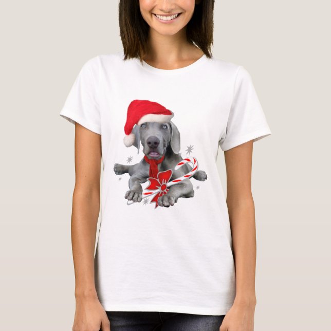 Weimaraner Puppy Santa Tee Shirt (Framsida)